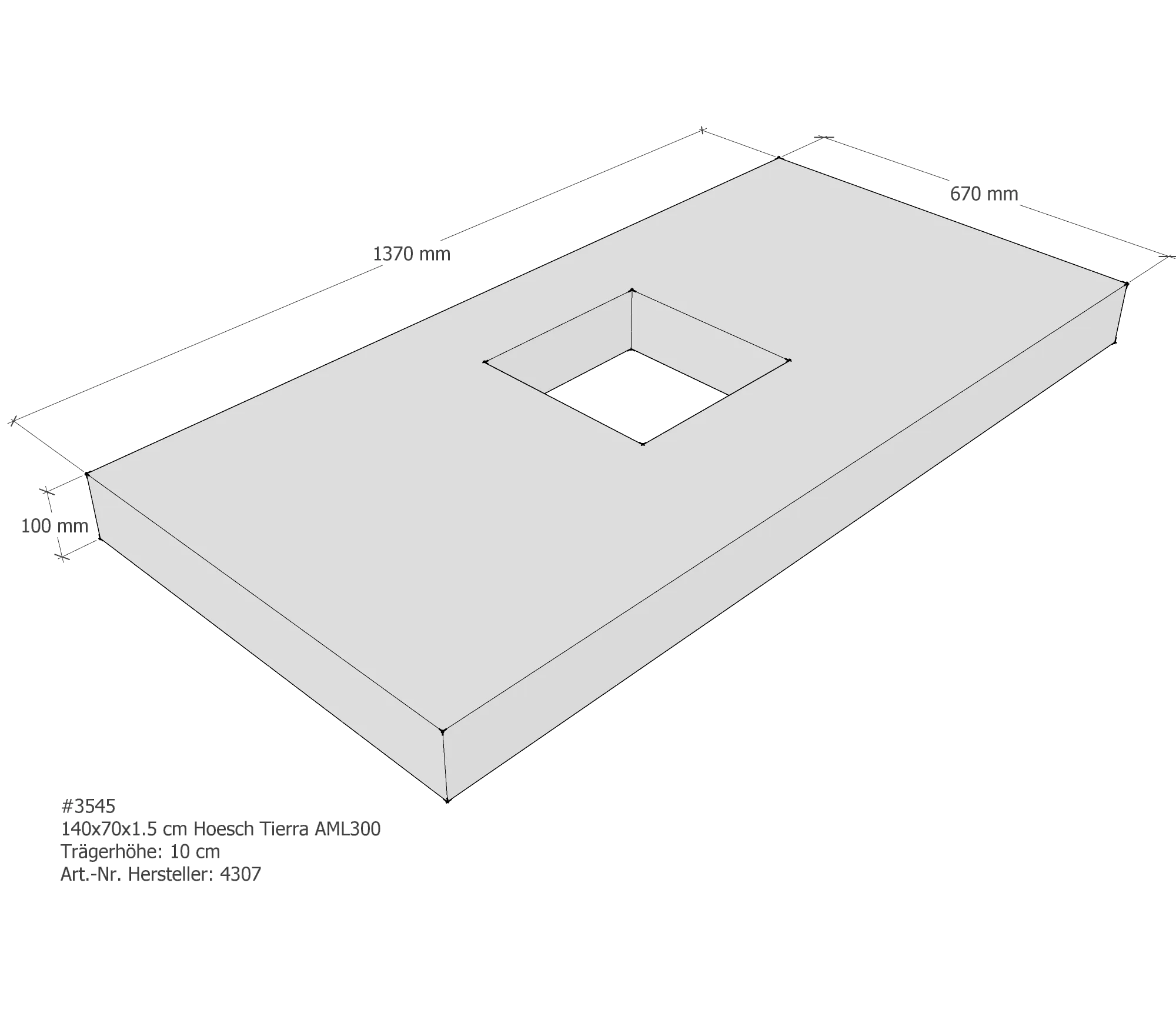 Duschwannenträger für Hoesch Tierra 140 × 70 × 1,5 cm