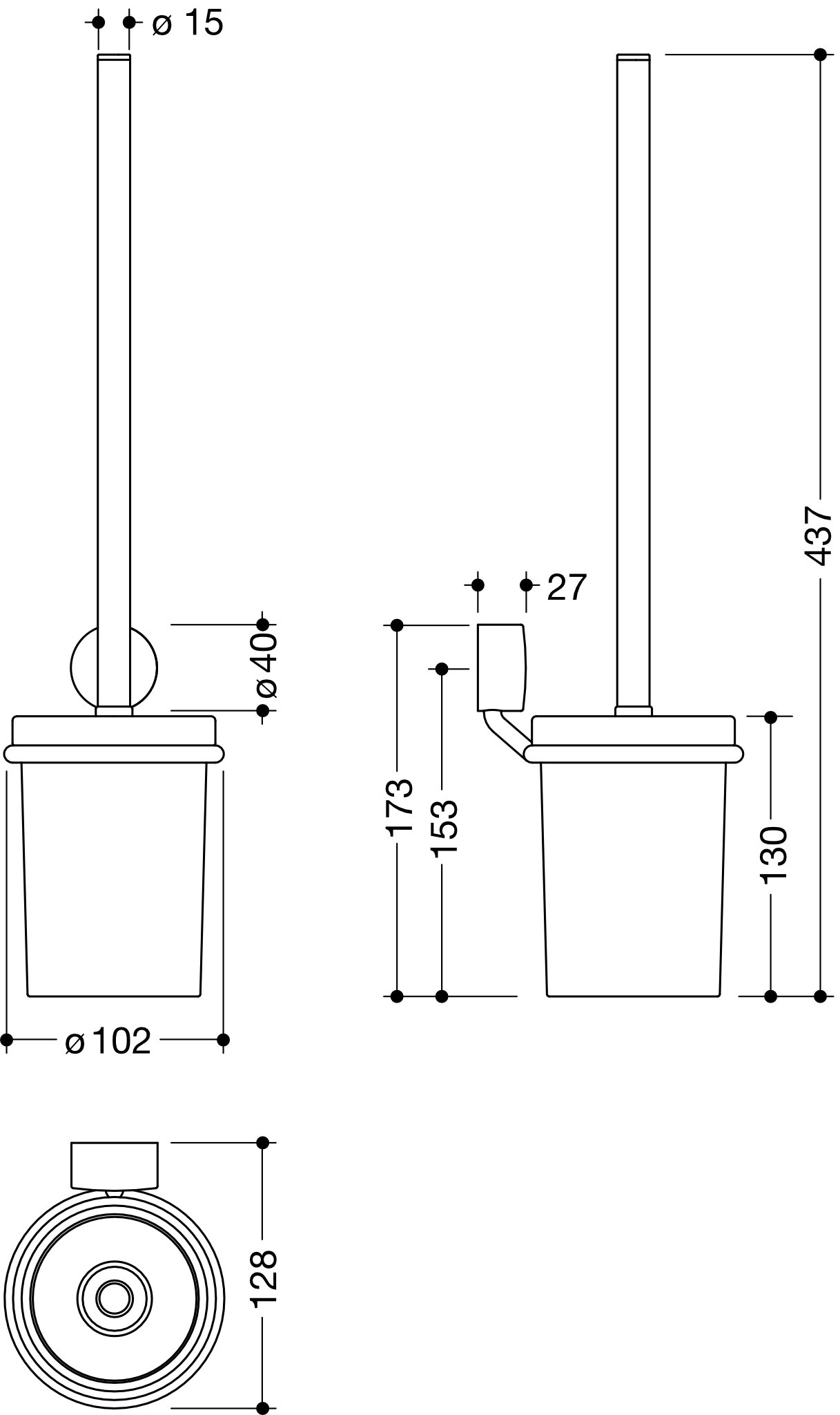HEWI Toilettenbürstengarnitur „System 815“ 10,2 × 43,7 cm in #Farbe#
