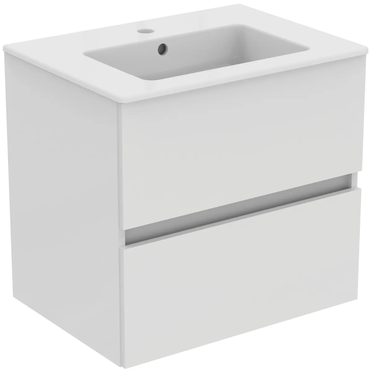 Möbelpaket Eurovit+ mit Waschtisch 61cm Weiß und Unterschrank 60cm 2 Auszüge Hochglanz grau lackiert