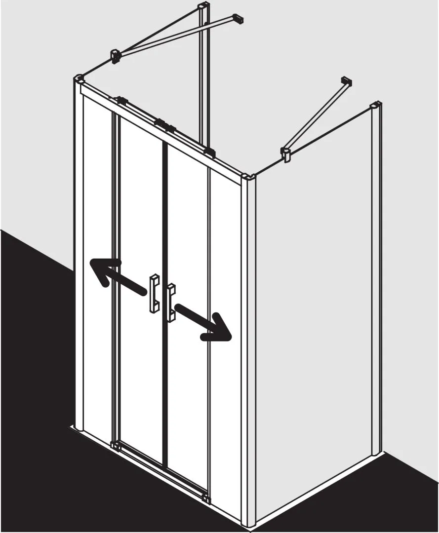Kermi Duschtür Gleittür 4-teilig bodenfrei mit Festfeldern für Nische und Ecke „PEGA“ Glas SR Opaco, Profile Silber Hochglanz, BV: 1190 - 1230 mm GAK: 1190 - 1210 mm WE: 1190 - 1230 mm H: 1850 mm Kermi Duschtür Gleittür 4-teilig bodenfrei mit Festfeldern für Nische und Ecke „PEGA“ Glas SR Opaco, Profile Silber Hochglanz, BV: 1190 - 1230 mm GAK: 1190 - 1210 mm WE: 1190 - 1230 mm H: 1850 mm