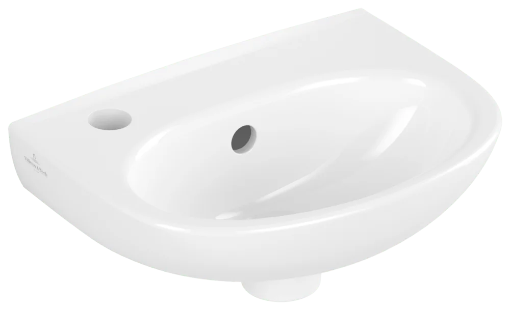 Villeroy & Boch O.novo Handwaschbecken 360x275mm Oval links m. Überlauf Weiß CeramicPlus Villeroy & Boch O.novo Handwaschbecken 360x275mm Oval links m. Überlauf Weiß CeramicPlus
