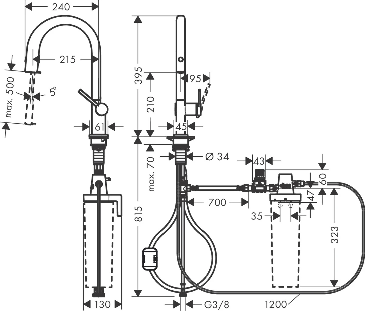 Aqittura M91 FilterSystem 210, Ausziehauslauf, 1jet Chrom