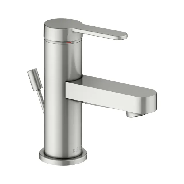 KEUCO IXMO Einhebel-Waschtischmischer 60 IXMO Flat mit Zugstangen-Ablaufgarnitur IXMO Flat, Rosette rund Edelstahl-finish