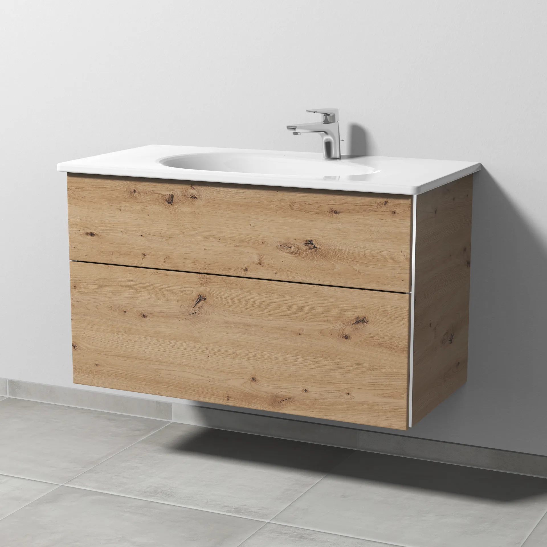 Sanipa Waschtischunterschrank „3way“ passend zu Keramik-Waschtische Antao von Villeroy & Boch 955 × 588 × 482 mm in Eiche Natural-Touch