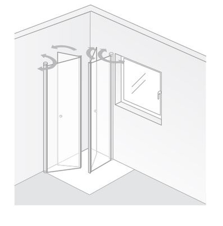 HSK Fensterlösung Duschabtrennung Profil-Drehfalttür pendelbar, 4-teilig „Exklusiv“ in Glas Klar hell, Profile Alu Silber-matt,