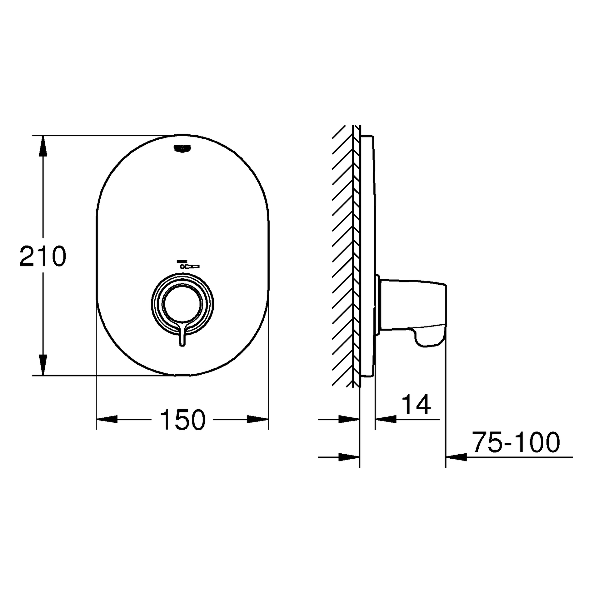 Thermostat-Zentralbatterie Grohtherm Special 29096, Fertigmontageset Rapido T, chrom