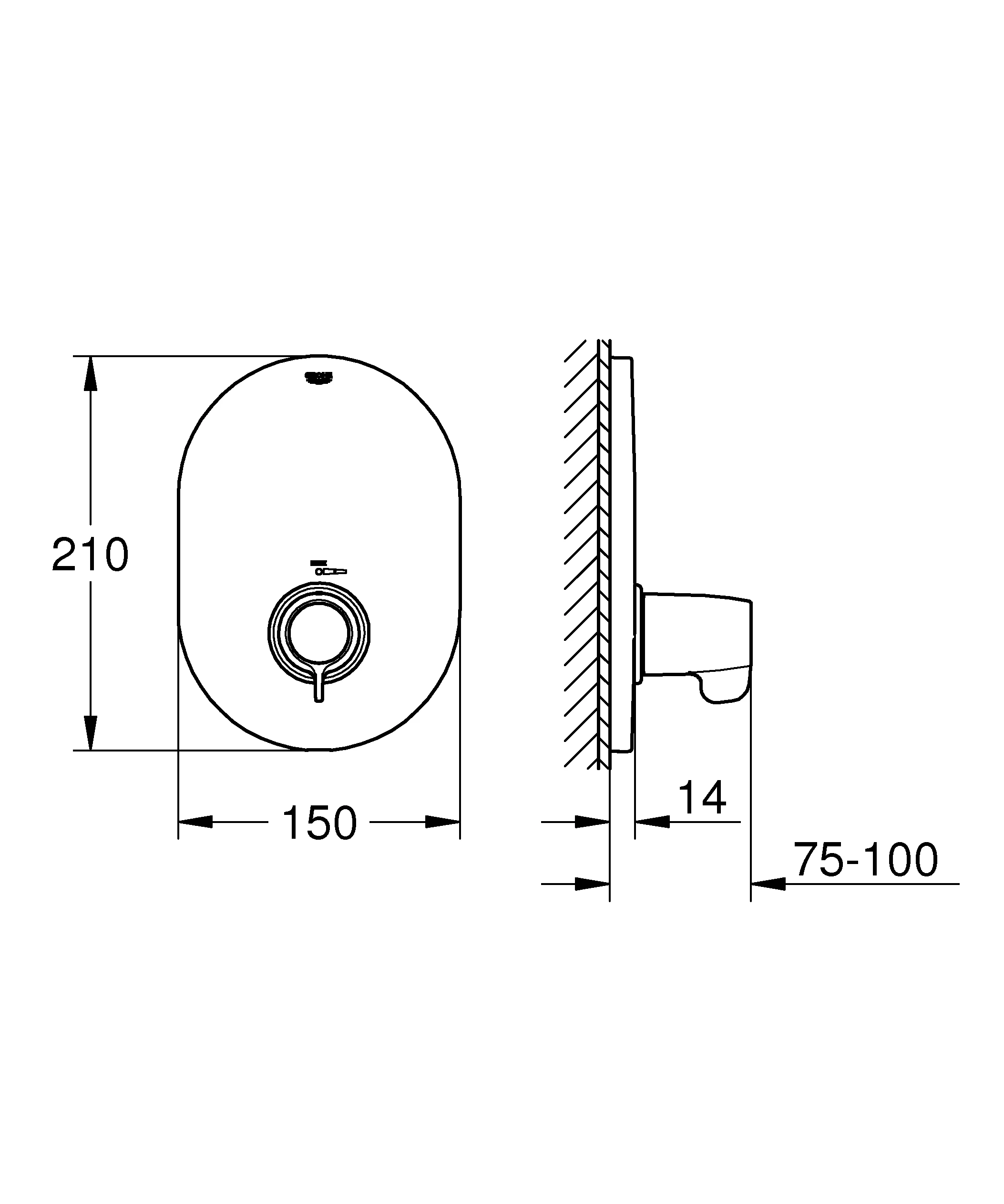 Thermostat-Zentralbatterie Grohtherm Special 29096, Fertigmontageset Rapido T, chrom