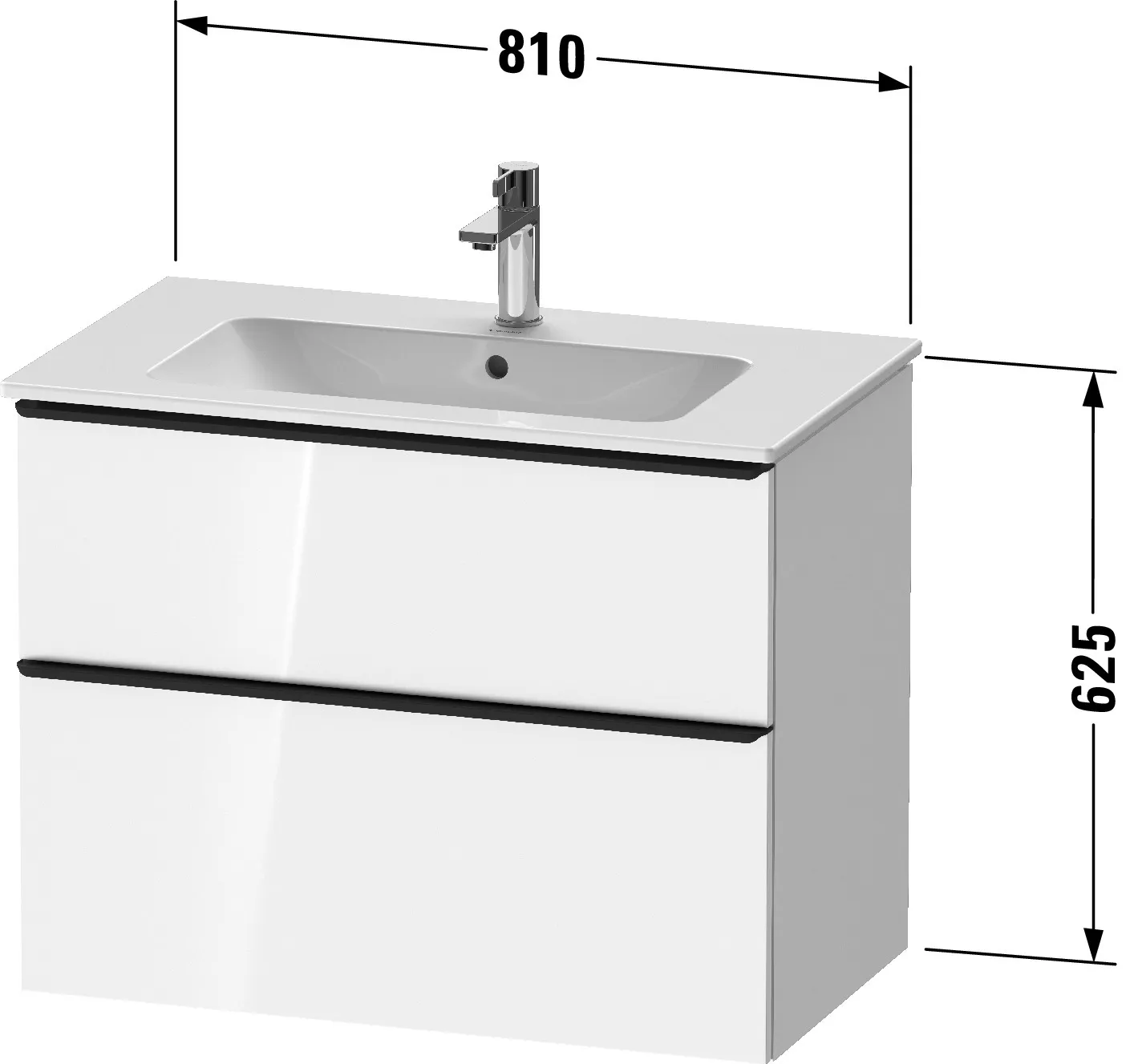 Duravit Waschtischunterschrank wandhängend „D-Neo“ 81 × 62,5 × 46,2 cm in Betongrau Matt