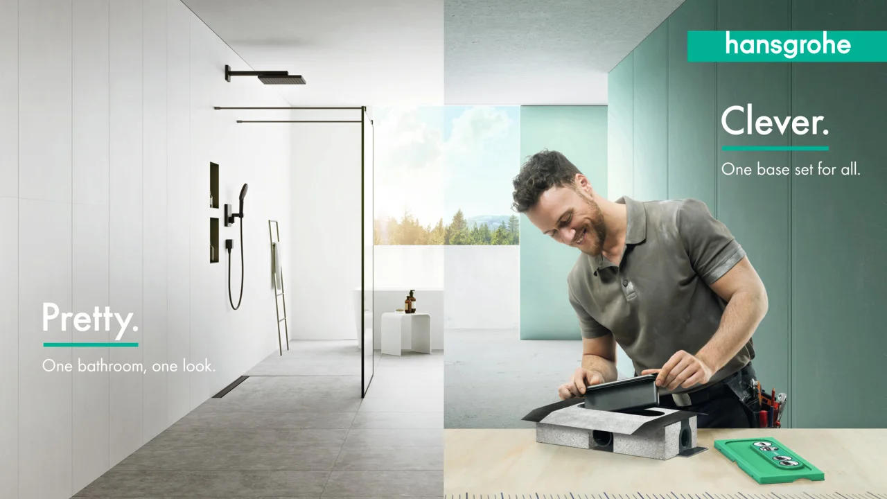 Hansgrohe RainDrain Match Duschrinne 1000 mm, Mattschwarz, höhenverstellbarer Rahmen, Edelstahl V2A, bis 18 mm Fliesenstärke