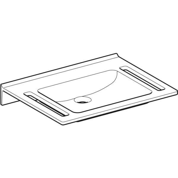 Publica Waschtisch eckiges Design, mit Ausschnitten, barrierefrei: B=70cm, T=55cm, Hahnloch=ohne, Überlauf=ohne, weiß-alpin Publica Waschtisch eckiges Design, mit Ausschnitten, barrierefrei: B=70cm, T=55cm, Hahnloch=ohne, Überlauf=ohne, weiß-alpin