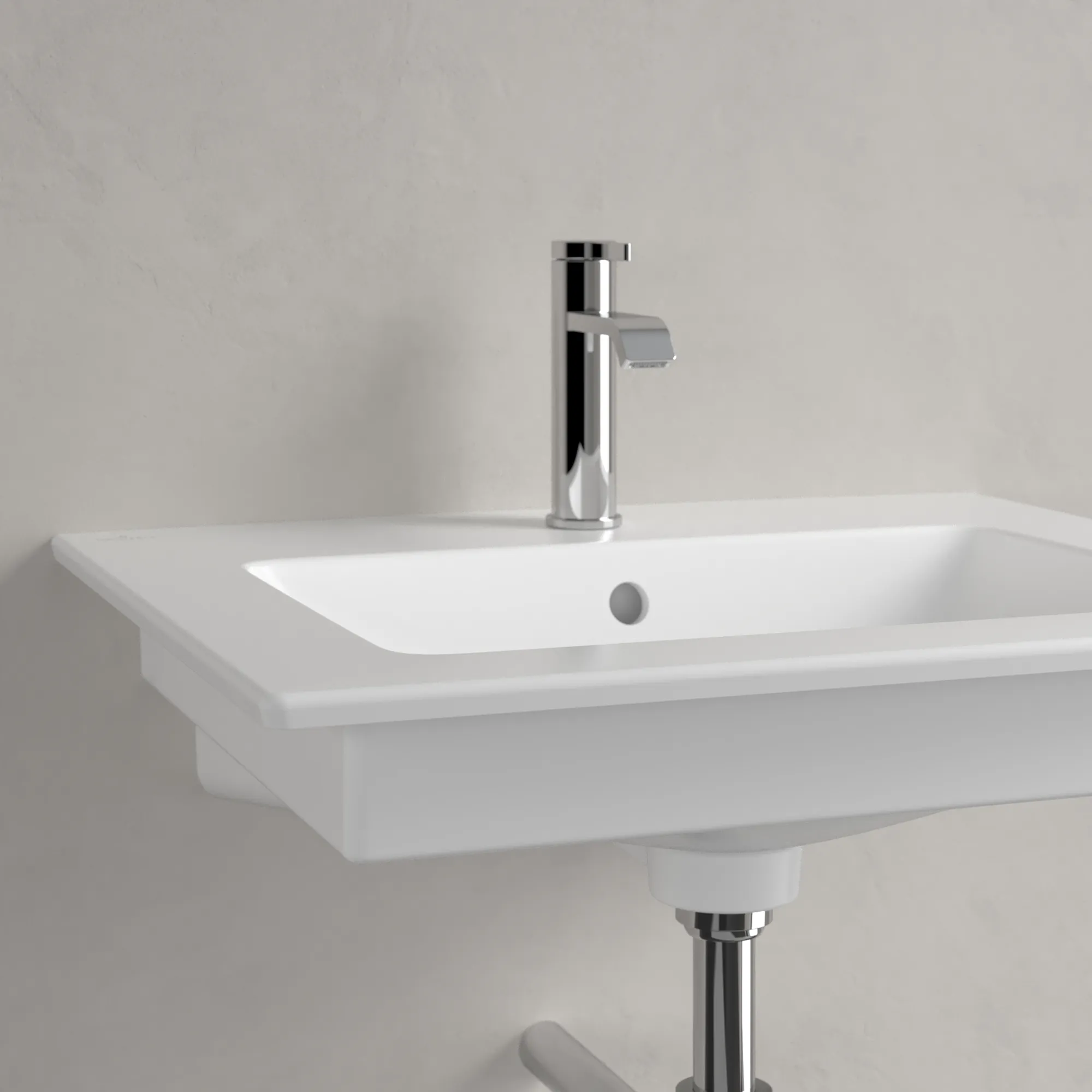 Villeroy & Boch Venticello Waschbecken 4124G6, 600x500x165mm, Stone White CeramicPlus, Wandmontage mit Überlauf, matt, Sanitärkeramik