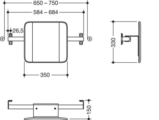 Rückenst., Sys 900 f. SK-Griff (B) T:150, schliff signalweiß Rückenst., Sys 900 f. SK-Griff (B) T:150, schliff signalweiß