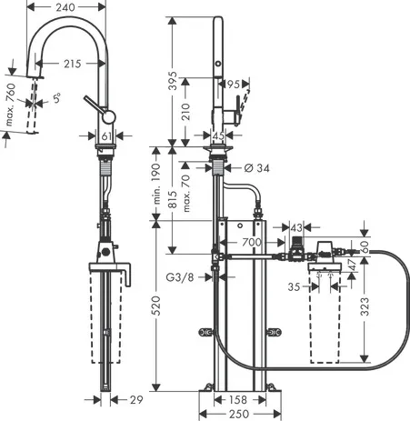 Aqittura M91 FilterSystem 210, Ausziehauslauf, 1jet, sBox Chrom