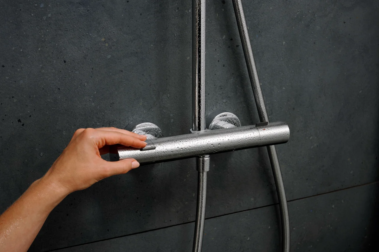 Hansgrohe Pulsify S Puro Showerpipe EcoSmart Brausethermostat Aufputz chrom, 1jet, 460 mm Arm, max. Durchfluss 8 l/min Hansgrohe Pulsify S Puro Showerpipe EcoSmart Brausethermostat Aufputz chrom, 1jet, 460 mm Arm, max. Durchfluss 8 l/min