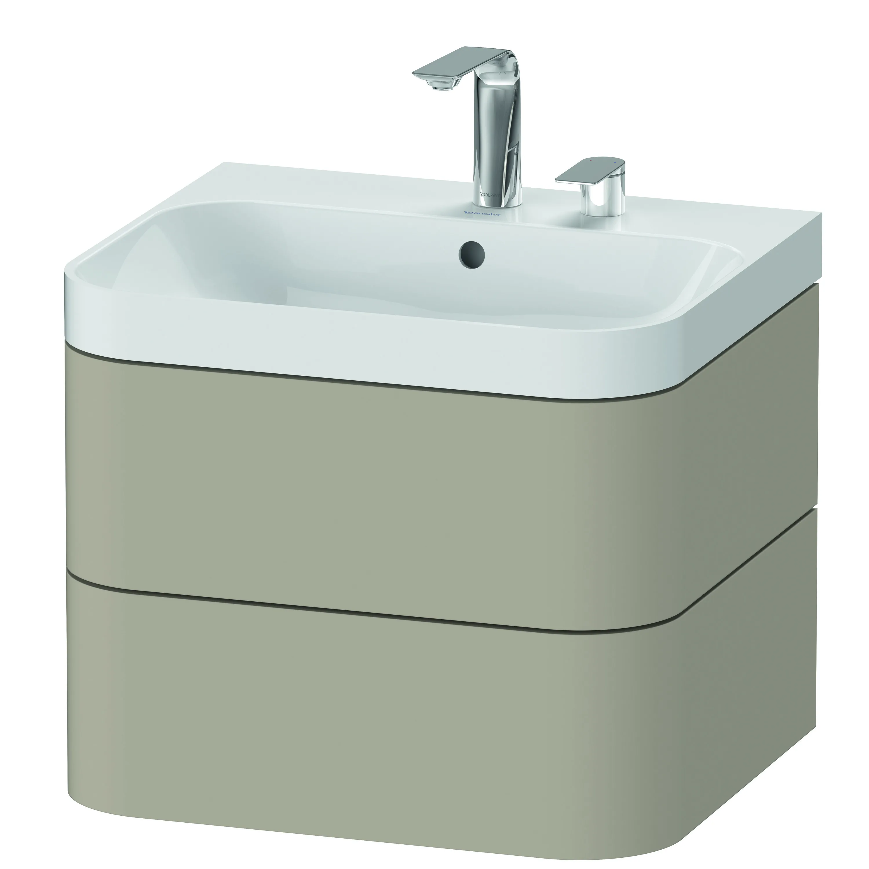 Duravit Waschtischunterschrank c-shaped Set wandhängend „Happy D.2 Plus“ 57,5 × 48 × 49 cm Taupe Seidenmatt