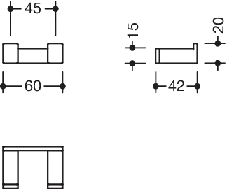 Doppelhaken, Edelstahl, PVD, Breite 60 mm, Tiefe 42 mm, in Farbe CK (messing glänzend) Doppelhaken, Edelstahl, PVD, Breite 60 mm, Tiefe 42 mm, in Farbe CK (messing glänzend)