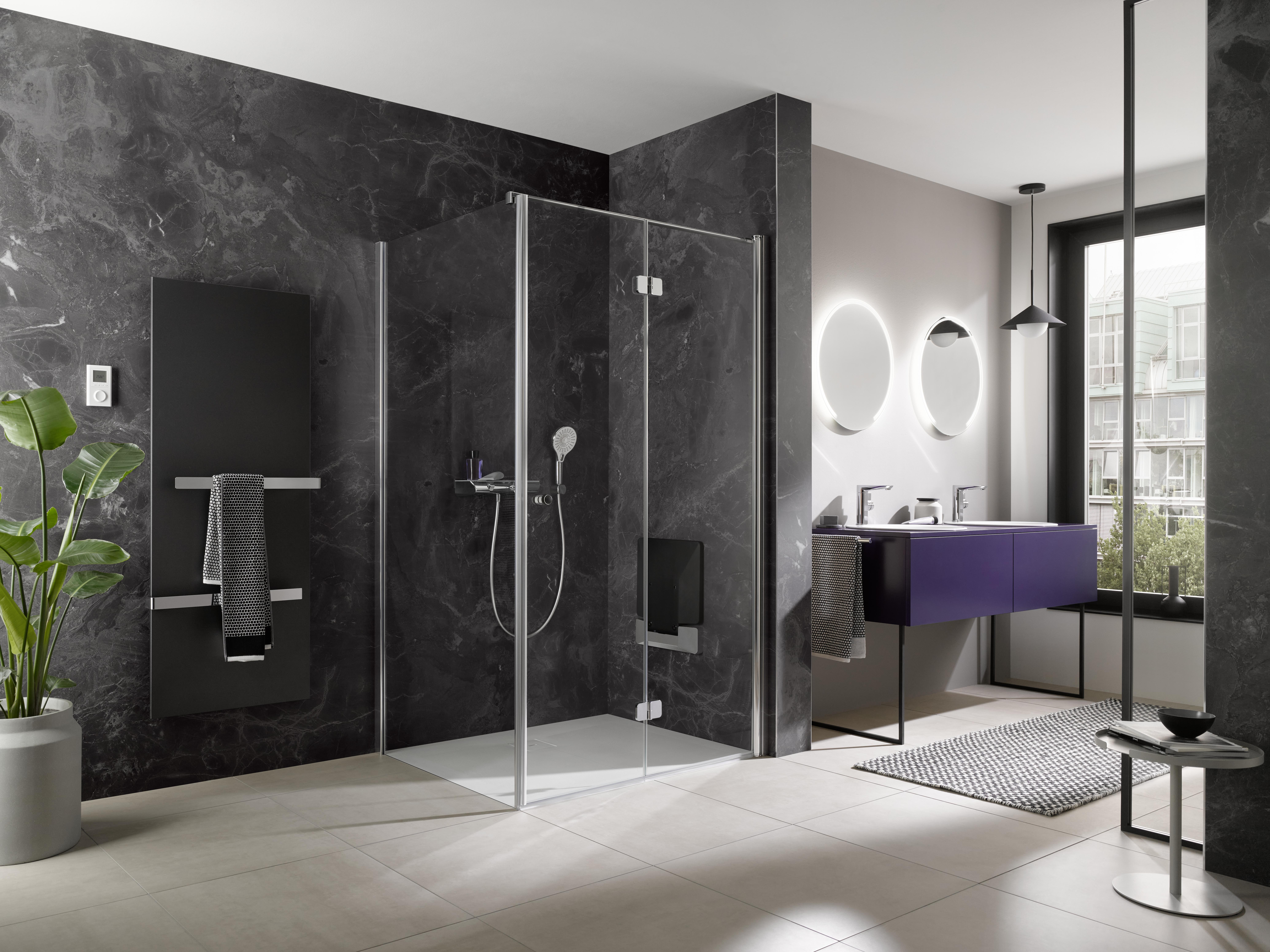 HSK teilgerahmte Seitenwand „Exklusiv 2.0“ Glas Mattierung mittig (65 cm), Profile Alu Silber-matt, für #Türbreite#, B: 750 mm H: 2000 mm Anschlag: links / Glas: Mattierung mittig (65 cm) / Größe: 75 × 200 cm / Oberflächenveredelung: ohne Oberflächenveredelung / Profile: Alu Silber-matt HSK teilgerahmte Seitenwand „Exklusiv 2.0“ Glas Mattierung mittig (65 cm), Profile Alu Silber-matt, für #Türbreite#, B: 750 mm H: 2000 mm Anschlag: links / Glas: Mattierung mittig (65 cm) / Größe: 75 × 200 cm / Oberflächenveredelung: ohne Oberflächenveredelung / Profile: Alu Silber-matt
