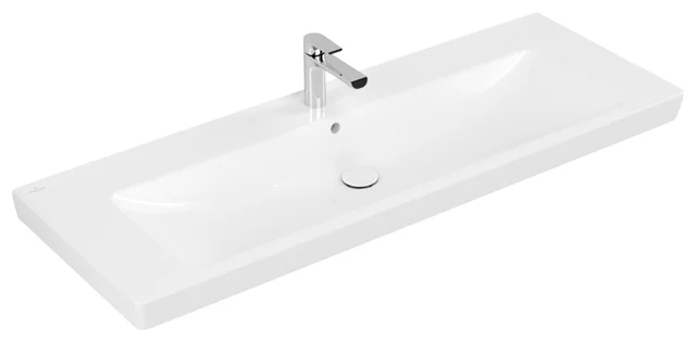 Wandwaschtisch „Subway 2.0“ 130 × 47 × 16 cm, mittig, mit Hahnlochbank, mit Hahnlochbohrung, Hahnlochposition mittig Wandwaschtisch „Subway 2.0“ 130 × 47 × 16 cm, mittig, mit Hahnlochbank, mit Hahnlochbohrung, Hahnlochposition mittig
