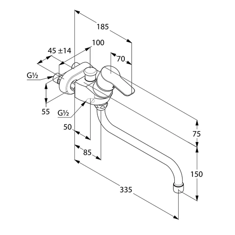 EinhandWannenarmatur „Pure & Easy“ Ausladung 335 mm in chrom EinhandWannenarmatur „Pure & Easy“ Ausladung 335 mm in chrom