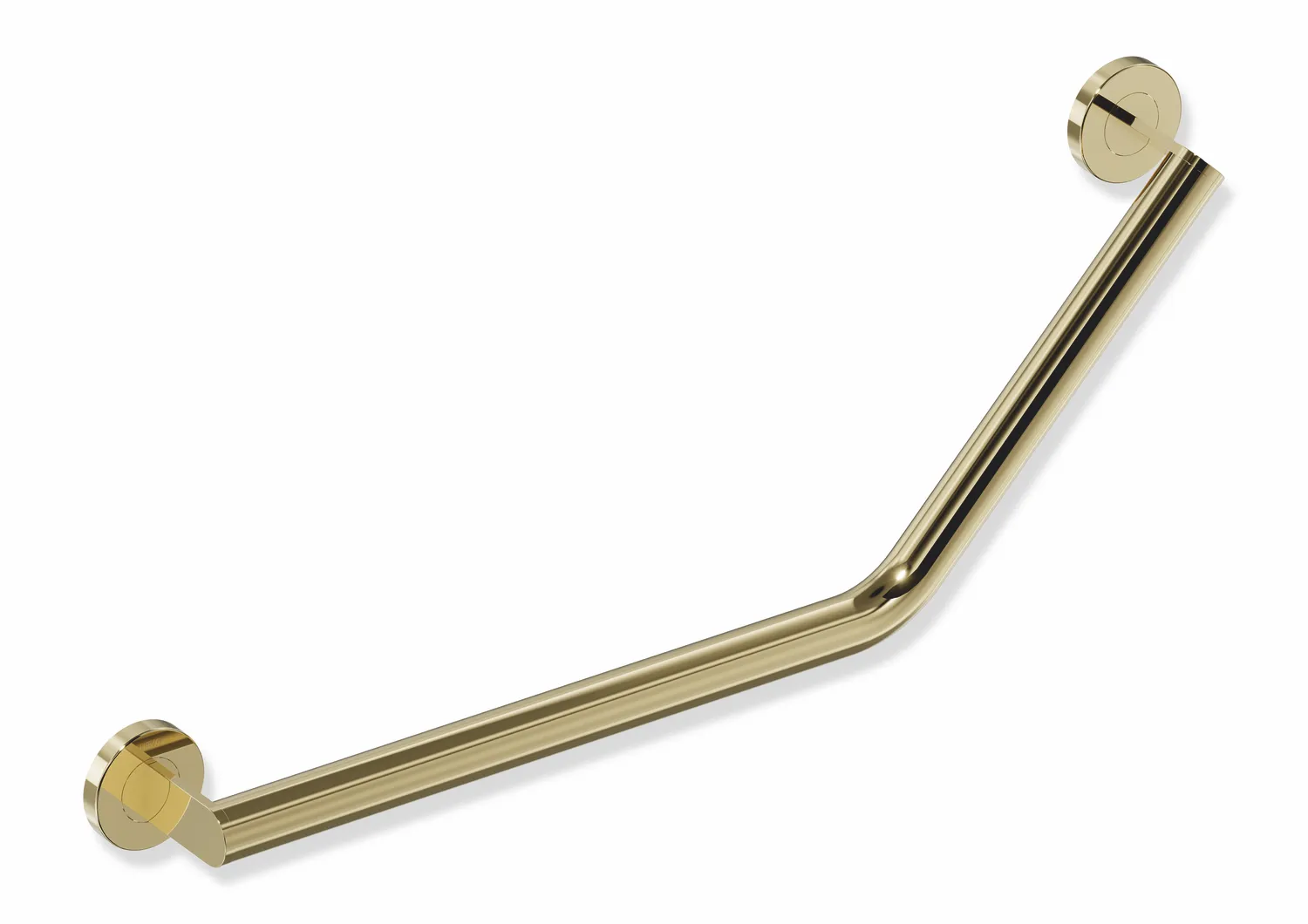 Winkelgriff des Systems 900, Edelstahl, PVD, Achsmaße 620 mm und 283 mm, Winkel 135°, D: 32 mm, Ausführung links, in Farbe CK (Messing glänzend) Winkelgriff des Systems 900, Edelstahl, PVD, Achsmaße 620 mm und 283 mm, Winkel 135°, D: 32 mm, Ausführung links, in Farbe CK (Messing glänzend)