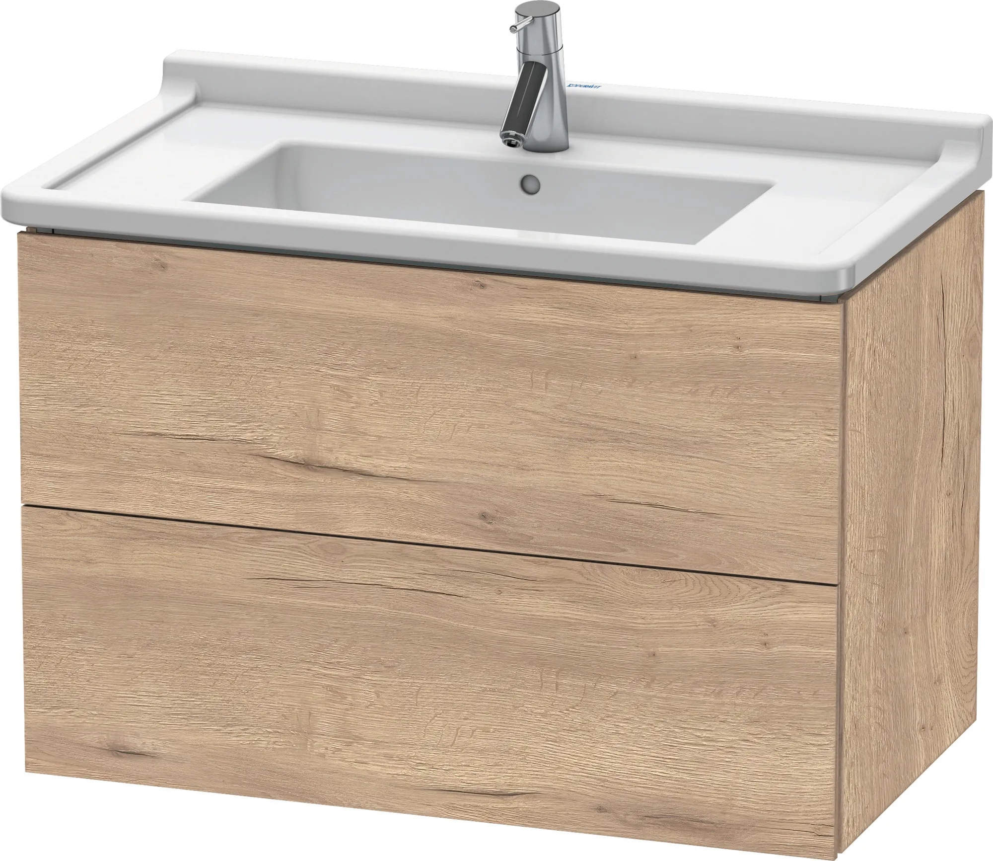 Duravit Waschtischunterschrank wandhängend „L-Cube“ 82 × 55,8 × 46,9 cm Eiche Marmoriert