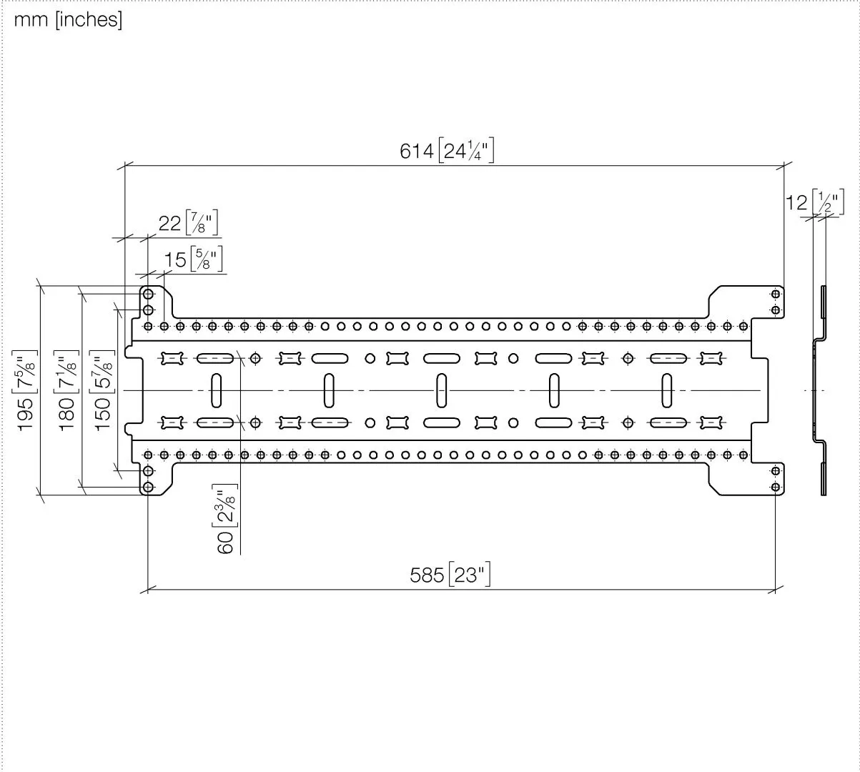 Dornbracht xGRID Montageschienen Set - Breite 555 mm, Höhe 135 mm, Tiefe 12 mm