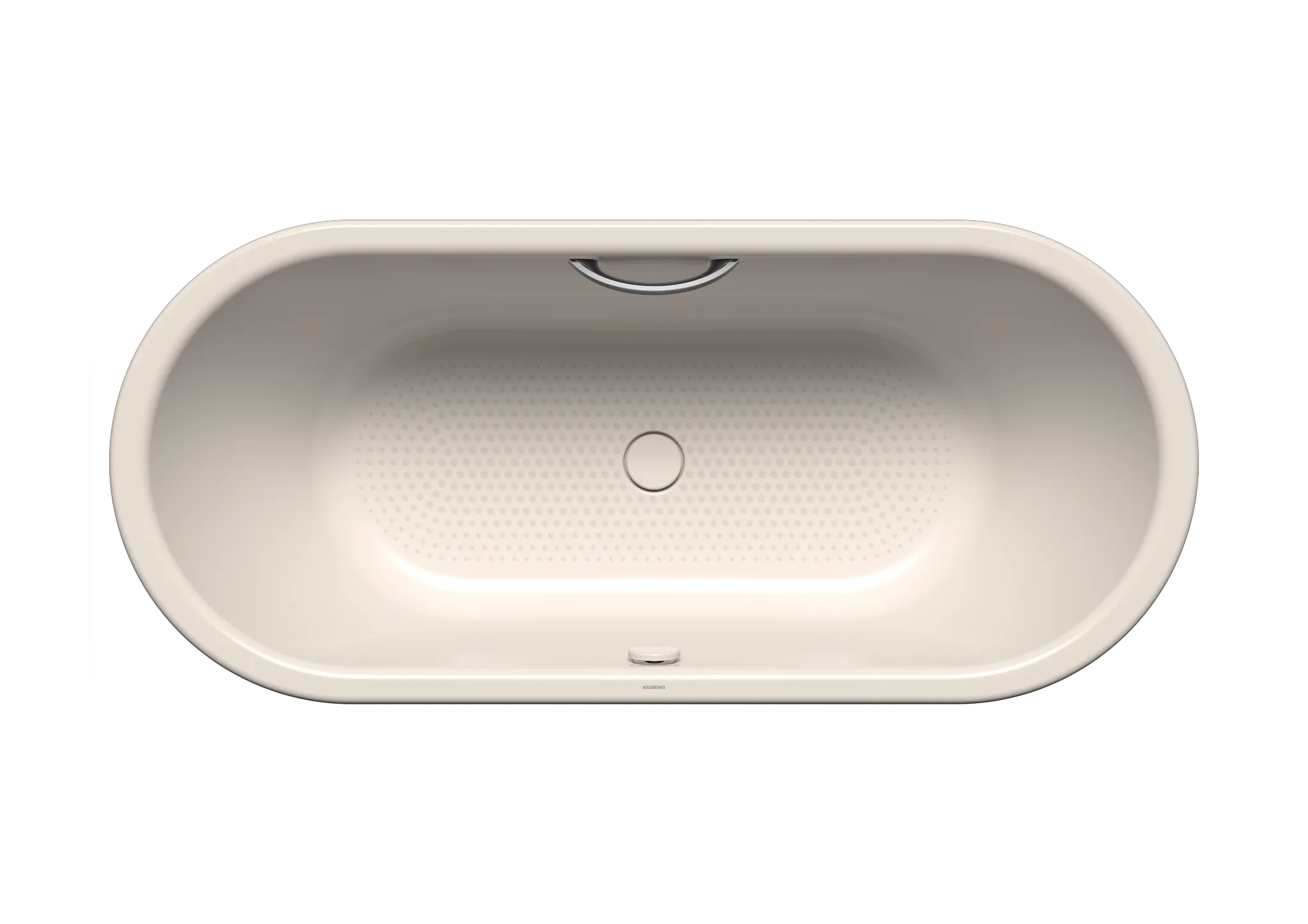 Kaldewei Badewanne „Centro Duo Oval“ oval 170 × 75 cm, ohne Wannenträger, mit Grifflochbohrungen mit Überlaufbohrung, in pergamon