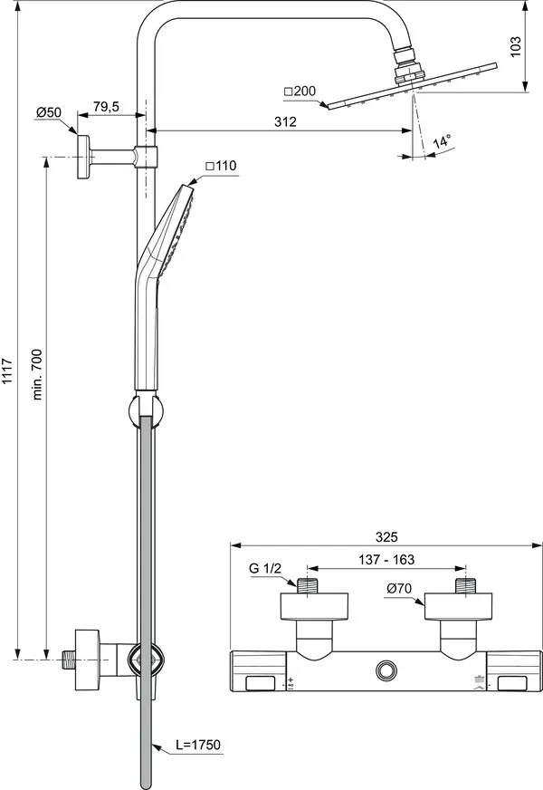 Ideal Standard Duschsystem „Ceratherm T100“ Ideal Standard Duschsystem „Ceratherm T100“