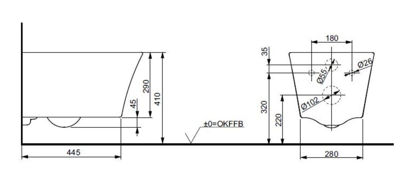 Toto Wand-Tiefspül-WC randlos „GP“ 380 × 335 × 540 mm in weiß Toto Wand-Tiefspül-WC randlos „GP“ 380 × 335 × 540 mm in weiß
