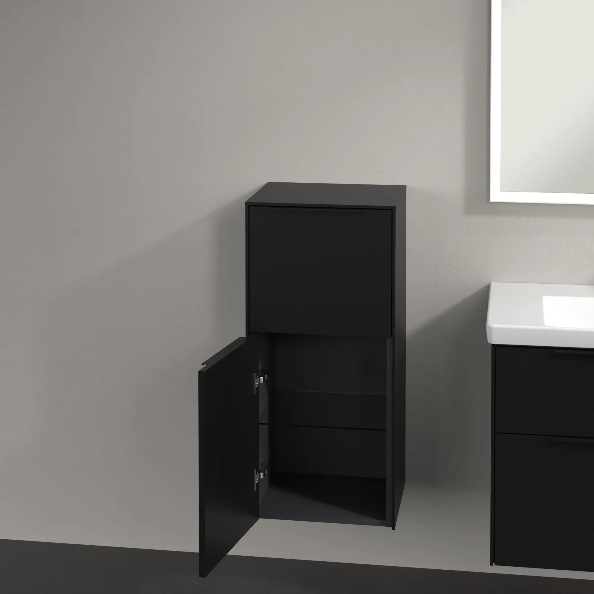 Villeroy & Boch Seitenschrank „Subway 3.0“ 40 × 86 × 36,2 × 36,2 cm 1 Auszug, 1 Tür, Anschlag (Scharnier) links, 1 Tür, Anschlag links