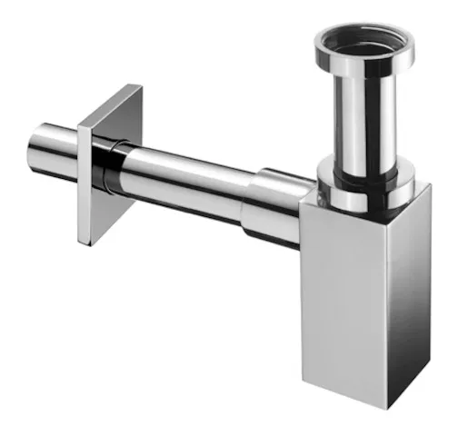 Design-Siphon QUAD, Messingrosette mit Gleitring, G 1 1/4 IG, Ø 32 mm, chrom