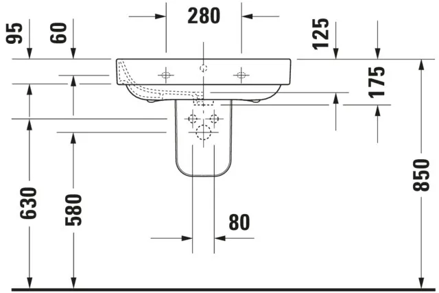 Wandwaschtisch „Happy D.2“, mit Überlauf, Hahnlochposition mittig Wandwaschtisch „Happy D.2“, mit Überlauf, Hahnlochposition mittig