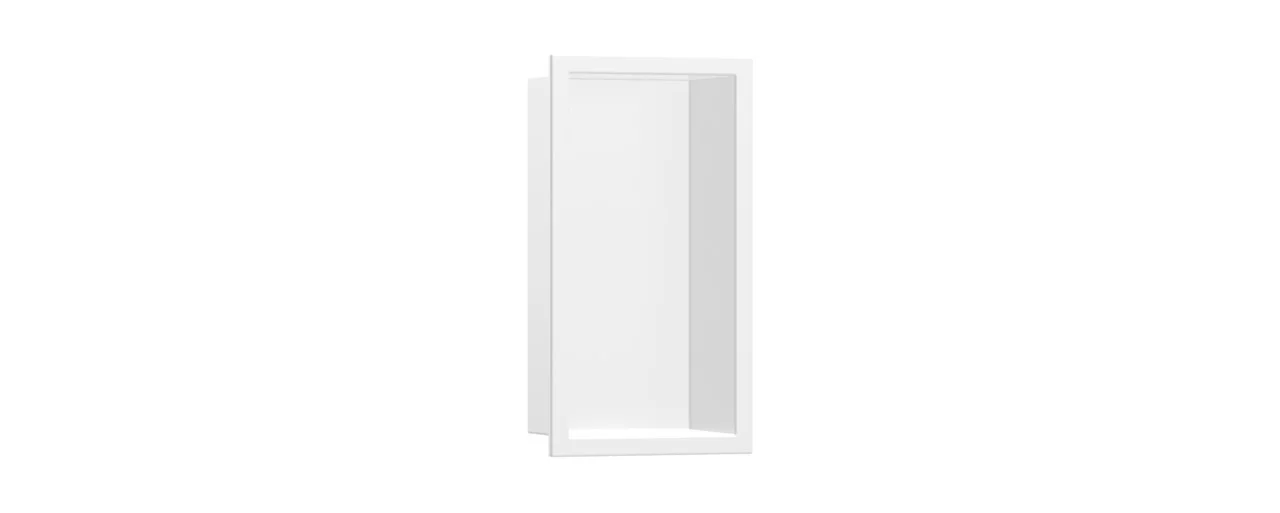 Hansgrohe XtraStoris Original Wandnische mit Rahmen, 300 x 150 x 70 mm, Edelstahl V2A, Mattweiß