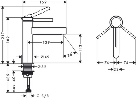 Waschtischmischer 110 Finoris mit Push-Open Ablaufgarnitur chrom