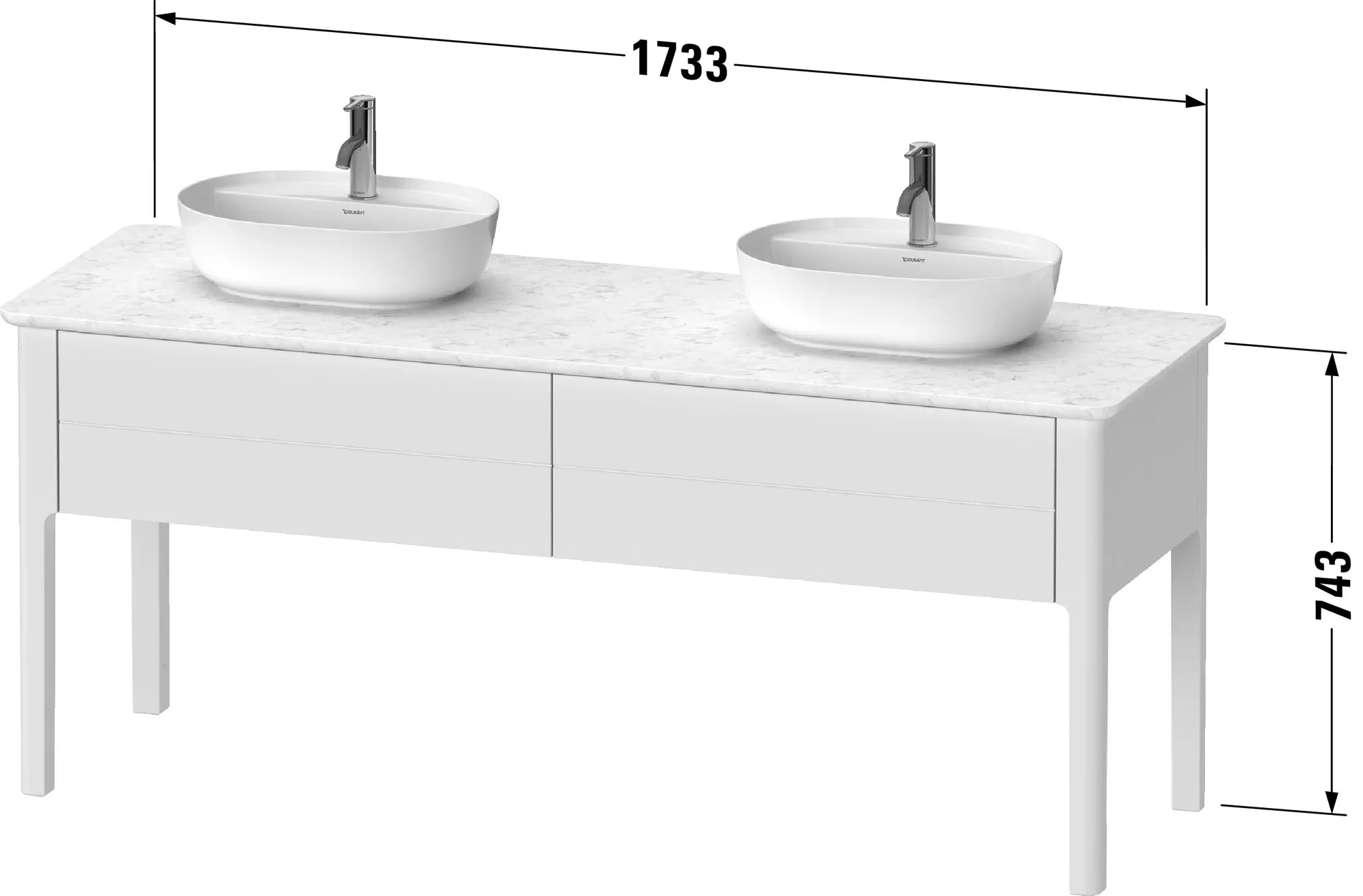 Duravit Waschtischunterschrank bodenstehend „Luv“ 173,3 × 74,3 × 57 cm