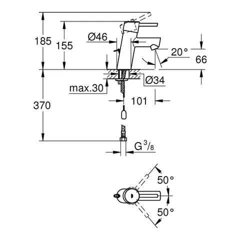Einhand-Waschtischbatterie Concetto 32206_1, S-Size, Einlochmontage, versenkbare Kette, chrom Einhand-Waschtischbatterie Concetto 32206_1, S-Size, Einlochmontage, versenkbare Kette, chrom