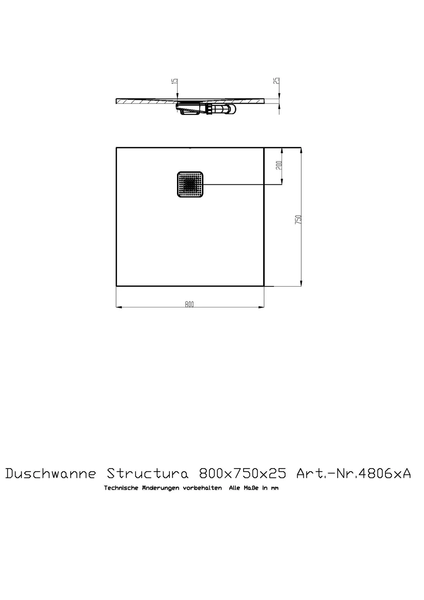 Duschwanne Structura 800x750x25 in gesoftete Schieferoptik, mit Antirutsch B, Material Solique, Weiß Duschwanne Structura 800x750x25 in gesoftete Schieferoptik, mit Antirutsch B, Material Solique, Weiß