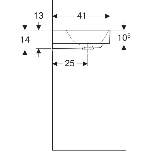 Wandwaschtisch „One“, rechteckig 50 × 41 cm in weiß mit KeraTect®