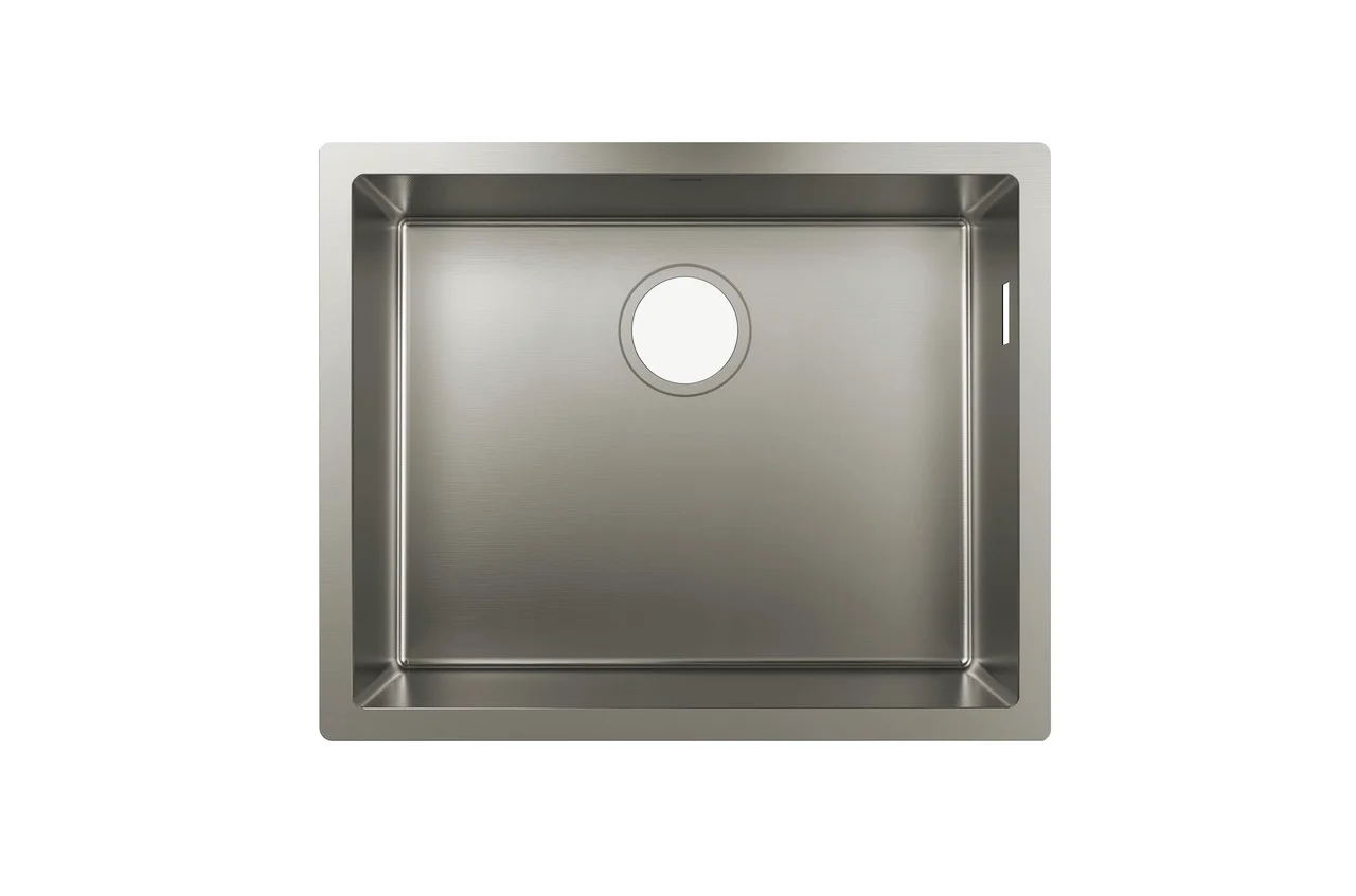 Hansgrohe S71 Unterbauspüle 500 mm Edelstahl, flach aufliegend oder flächenbündig, 498 x 398 mm, Beckentiefe 185 mm