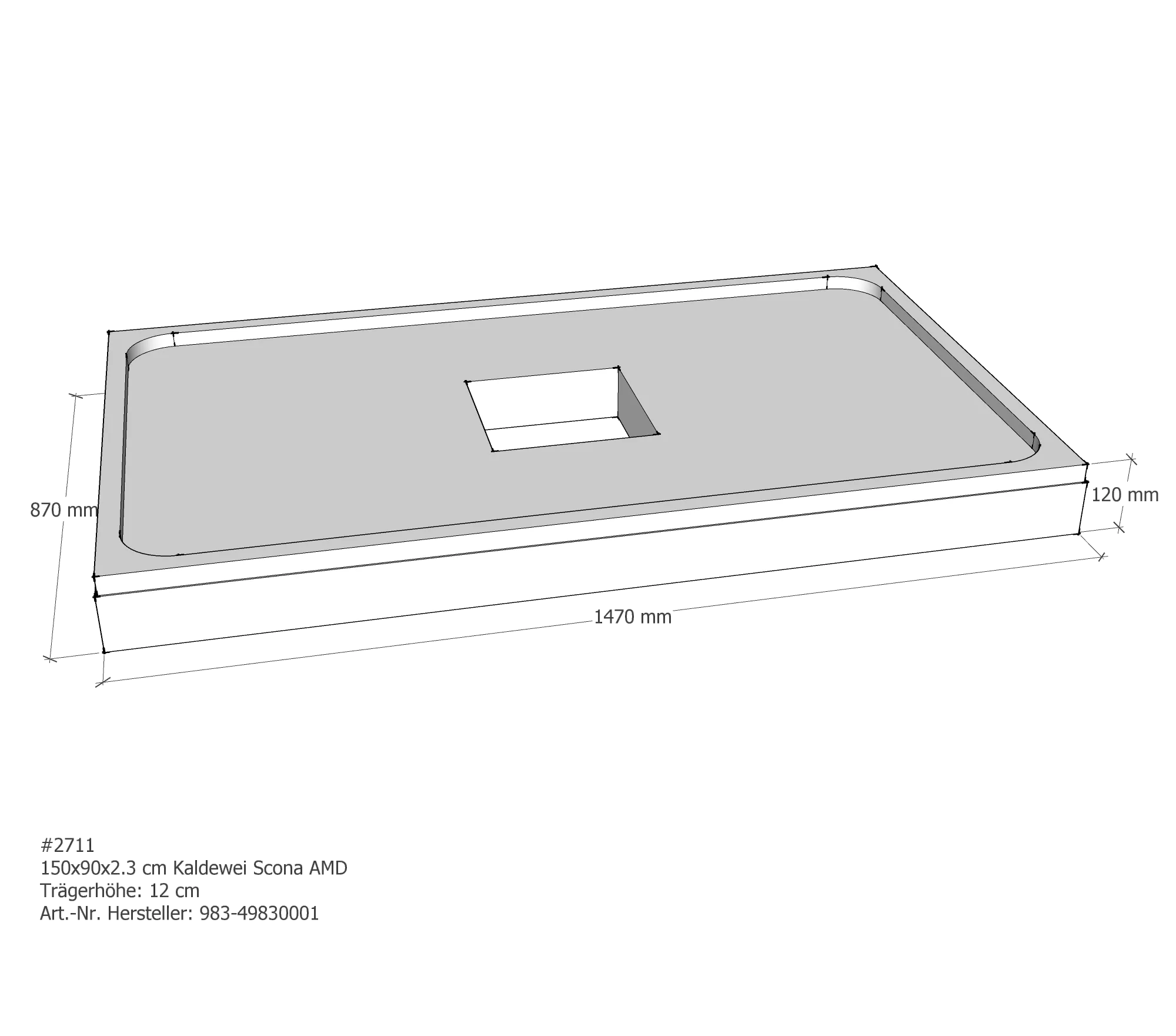 Duschwannenträger für Kaldewei Scona 150 × 90 × 2,3 cm Duschwannenträger für Kaldewei Scona 150 × 90 × 2,3 cm
