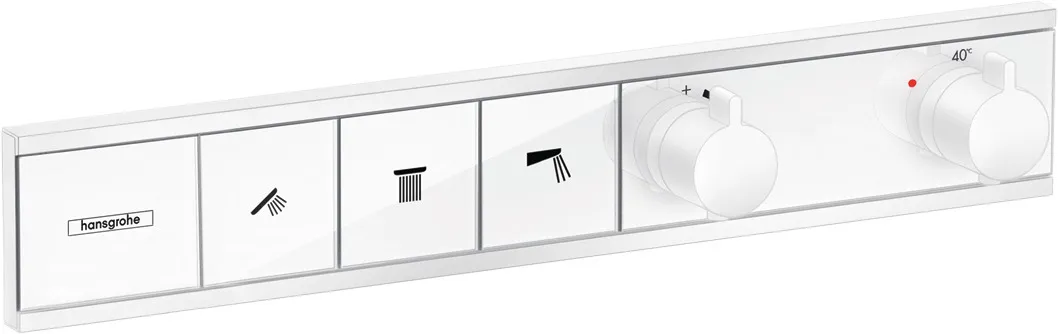 Thermostat Unterputz RainSelect Fertigset 3 Verbraucher chrom Farbe: Mattweiß