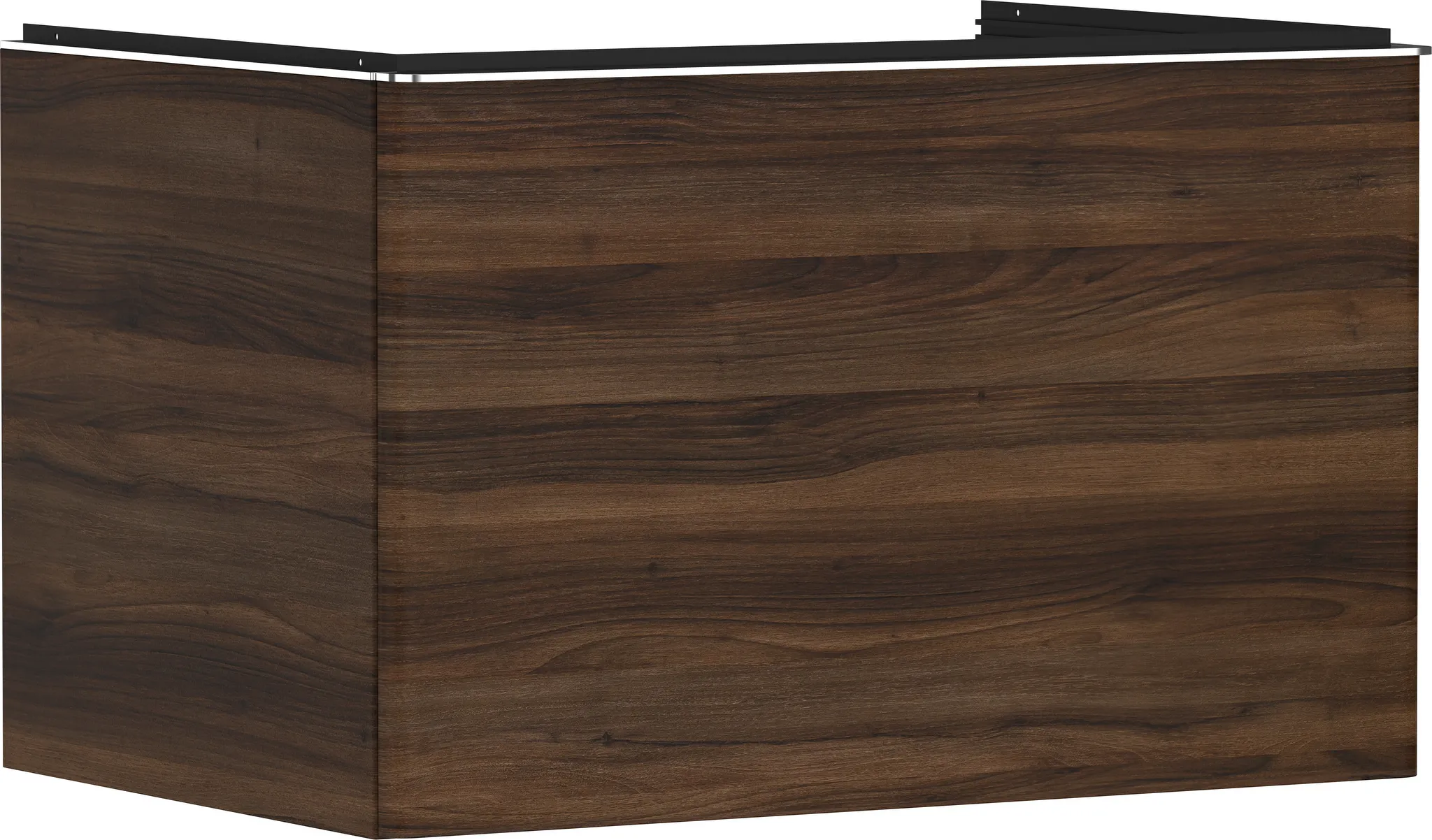 Xelu Q Waschtischunterschrank Nussbaum Dunkel 780/550 mit 1 Schubkasten für Konsolen mit Aufsatzwaschtisch geschliffen Chrom