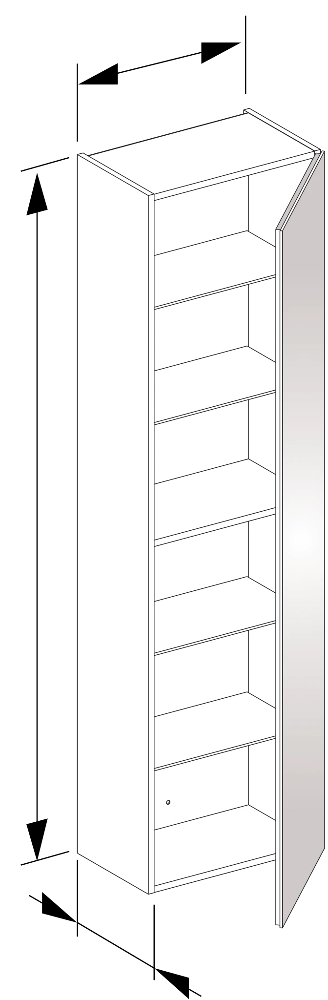 KEUCO Hochschrank „X-Line“ Weiß (Glas), Weiß (Dekor, matt), Anschlag rechts, ohne Beleuchtung 480 × 1750 × 300 mm KEUCO Hochschrank „X-Line“ Weiß (Glas), Weiß (Dekor, matt), Anschlag rechts, ohne Beleuchtung 480 × 1750 × 300 mm