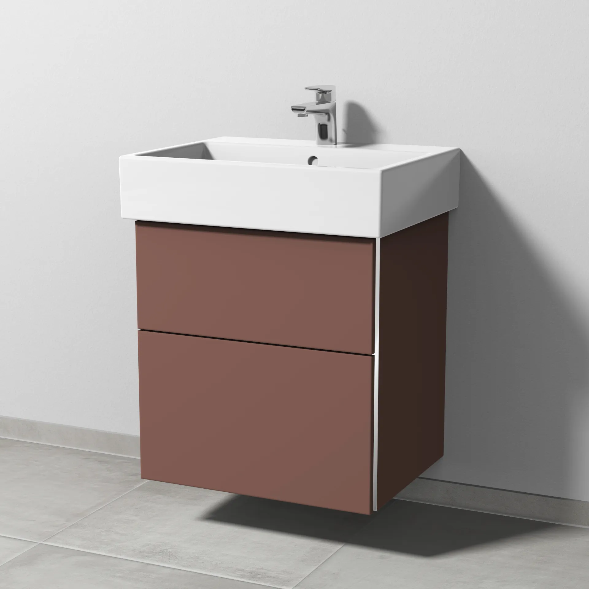 Sanipa Waschtischunterschrank „3way“ passend zu Keramik-Waschtische Vero Air von Duravit 550 × 591 × 447 mm in Wine-Red