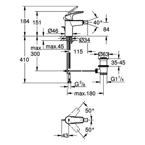 Einhand-Bidetbatterie Eurosmart 32929_3, Einlochmontage, Temperaturbegrenzer, Zugstangen-Ablaufgarnitur, chrom Einhand-Bidetbatterie Eurosmart 32929_3, Einlochmontage, Temperaturbegrenzer, Zugstangen-Ablaufgarnitur, chrom