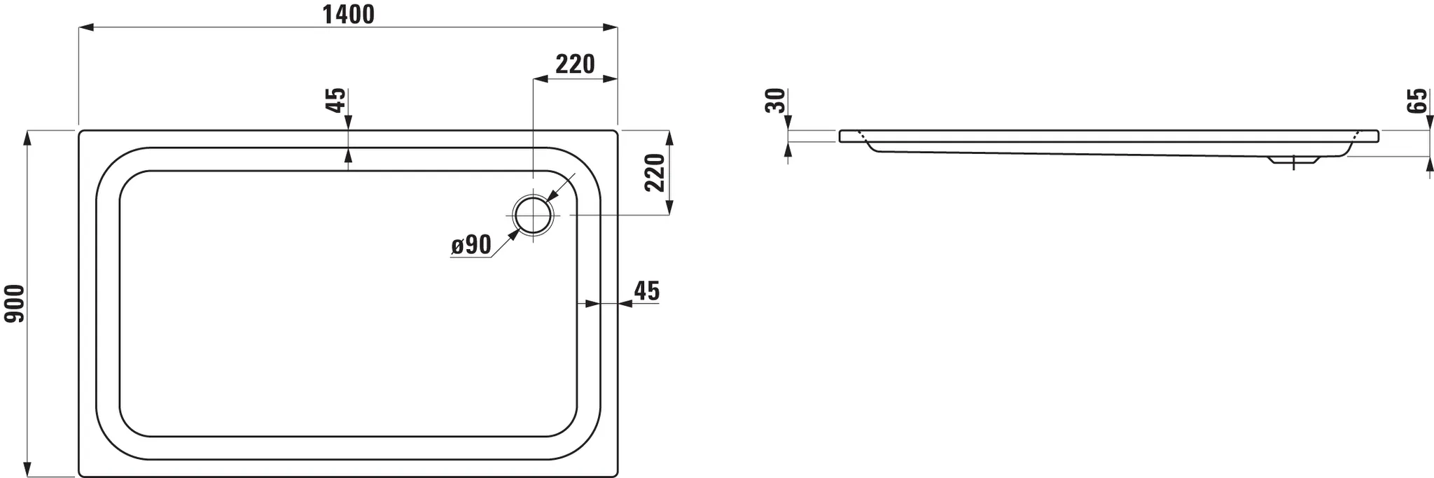 Laufen rechteck Duschwanne „Platina“ 1400 × 900 mm ohne Oberflächenbeschichtung, ohne Oberflächenveredelung, in Weiß Laufen rechteck Duschwanne „Platina“ 1400 × 900 mm ohne Oberflächenbeschichtung, ohne Oberflächenveredelung, in Weiß
