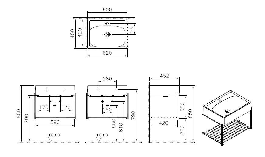 VitrA Equal Set Waschtisch 62 cm Weiß Hochglanz VitrA Equal Set Waschtisch 62 cm Weiß Hochglanz