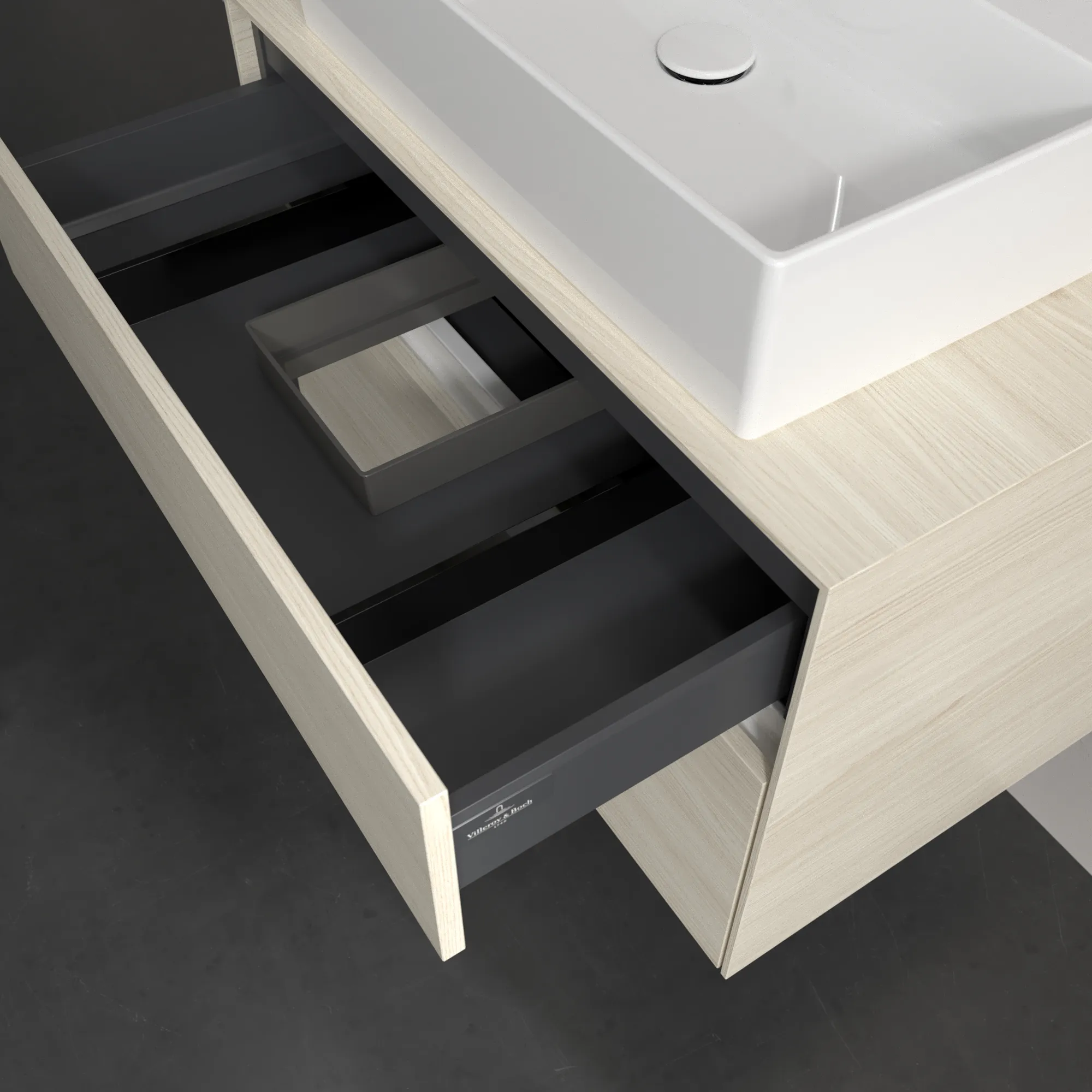 Villeroy & Boch Waschbeckenunterschrank Collaro, eckig, White Oak, 800 x 548 x 500 mm, mit Absenkautomatik