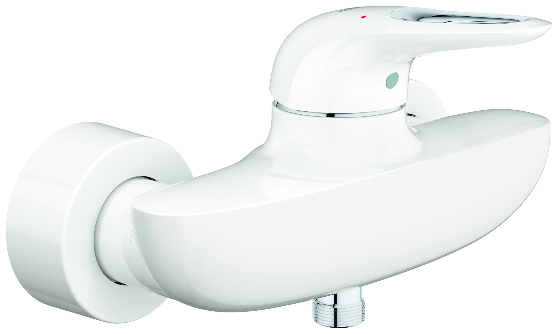 Einhand-Brausebatterie Eurostyle 33590_3, Wandmontage, offener Metall-Hebelgriff, moon white/chrom