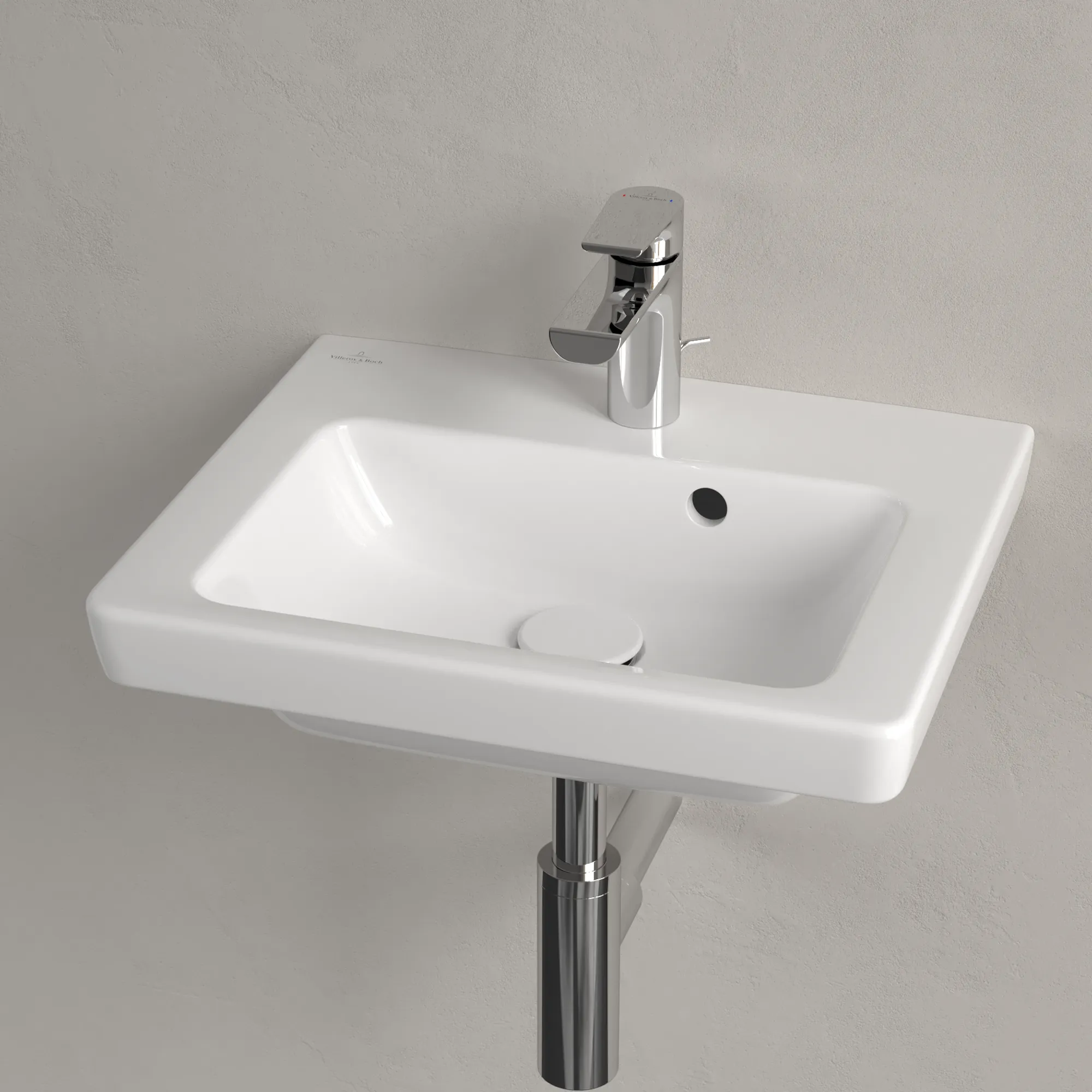 Villeroy & Boch Handwaschbecken geschliffen „Subway 2.0“ 500 × 400 × 140 mm, mit Hahnlochbohrung, Hahnlochposition mittig, mit Hahnlochbank